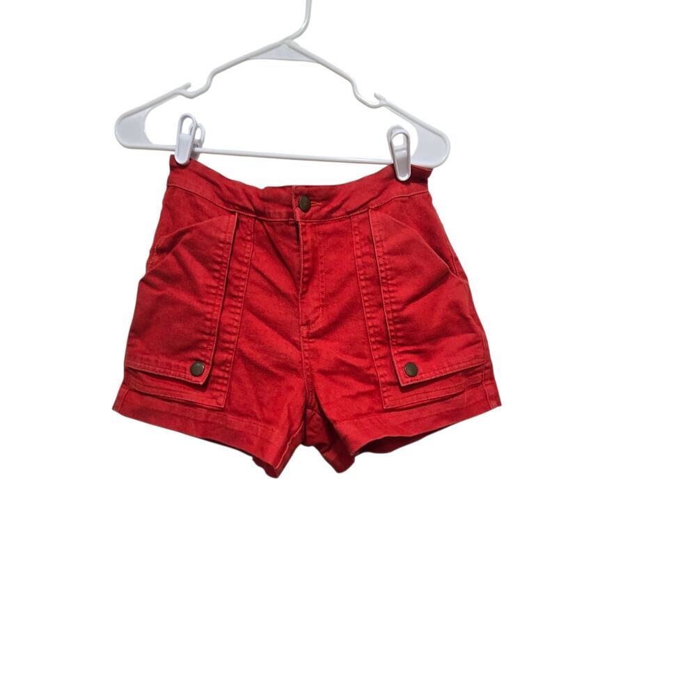 Draper James Red Utility Denim Shorts High Rise Size 8